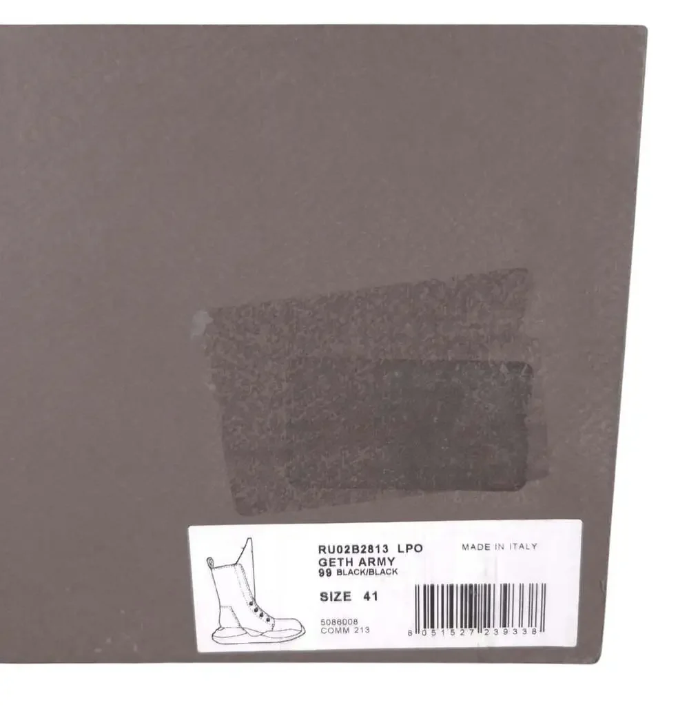 Rick Owens Geth Army Boots US 8 EU 41 Mens Black Leather $1935